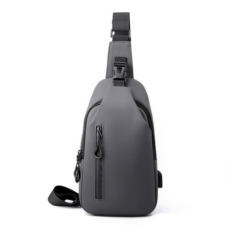 Summer Savings! Uhuya Sling Bag Leather Bra Bag Mens-body Motorcycle Chest Bag Trend-body Bag Mens Chest Bag Gray