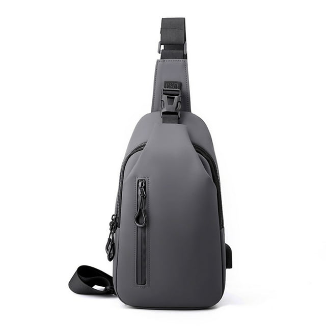 Blaxill Men's Leather Chest Bag | Multifunctional Motorcycle Sling Bag - Tear-Resistant Nylon | Large Capacity | Multiple Compartments | Adjustable Padded Mesh Straps | 31x16x8cm | Black