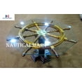 thumbnail image 2 of Ship Wheel Table Unique Vintage Wood Ship Wheel Nautical Theme Pirates Decorative Coffee Table 24'', 2 of 4