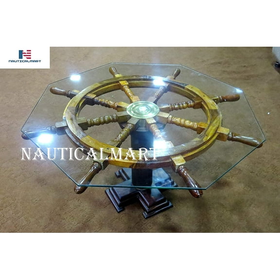 NauticalMart unique ship wheel table decorative coffee table 36'