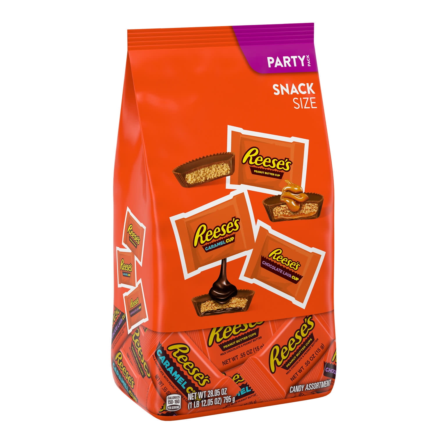 Reese's Assorted Flavored Snack Size Peanut Butter Cups Candy, Party Pack 28.05 oz