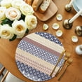 thumbnail image 3 of Round Placemats Set of 4 Khaki Bohemian Place Mats Washable Woven Placemat Tribal Geometric Stripes Circle Braided Table Mat for Kitchen Dining Table Party Home Decor 15 Inch, 3 of 8