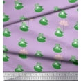thumbnail image 2 of Soimoi Poly Crepe Fabric Lotus & Frog Kids Print Fabric by Yard 52 Inch Wide, 2 of 3