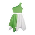 thumbnail image 6 of YEAHDOR Kids Girls One Shoulder Liturgical Worship Costume Dancewear Sleeveless Praise Lyrical Dance Dress Light Green 12, 6 of 7