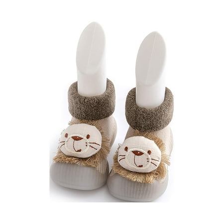 

Daeful Toddler Floor Sock Shoes First Walker Socks Slipeprs Soft Sole Walking Shoe Casual Prewalker Baby Cartoon Khaki 7.5C