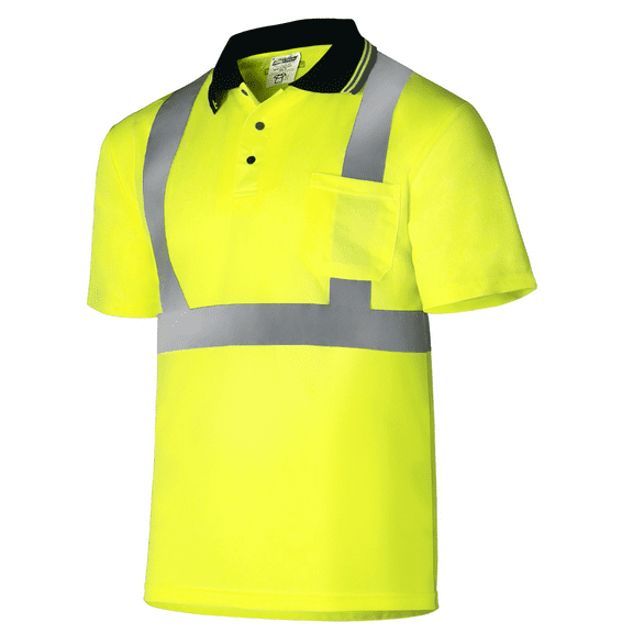 JORESTECH Hi-Vis Short Sleeve Safety Polo Shirt, ANSI Class 2 (Yellow, L)