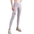 thumbnail image 4 of WLJ Women Solid Color Cross Lace Up Waist Mesh Splicing Yoga Pants, 4 of 7