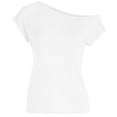 thumbnail image 5 of SereneDome Womens Off The Shoulder Tops Ladies Summer Casual Loose Fit Tunic Tops Cold Shoulder Irregular Short Sleeve T Shirt, 5 of 7