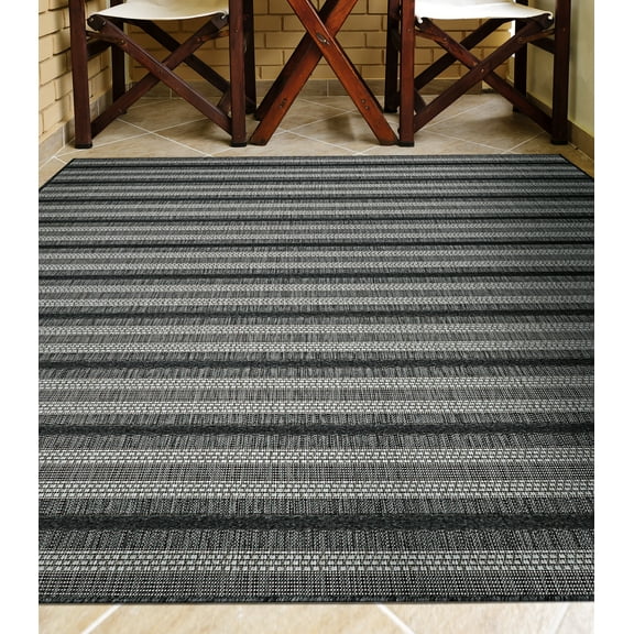 Couristan Veranda Havasu Stripe Grey-Coal Indoor/Outdoor Runner Rug