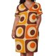 thumbnail image 3 of Vestido holgado con bolsillos, estilo retro vintage de los años 70, estampado geométrico en naranja, marrón y amarillo, ropa de playa, 3 of 7