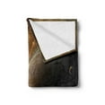 thumbnail image 2 of Outer Space Soft Flannel Fleece Throw Blanket, Moons Universe View from the Earth's Surface Galaxy Theme Artwork, Cozy Plush for Indoor and Outdoor Use, 70" x 90", Yellow White Brown, by Ambesonne, 2 of 5