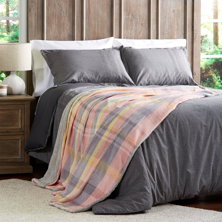 Somerset Home Poly Fleece Sherpa Throw Blanket 70x60 Plaid photo 5