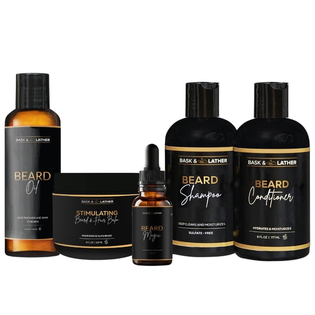 Kit de aseo BASK & LATHER para el cuidado saludable del cabello y la barba para hombres
