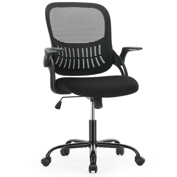 CONCETTA Office Desk Chair with Adjustable and Flip-up Armrest, Ergonomic Mesh Computer Chair with Lumbar Support, Black