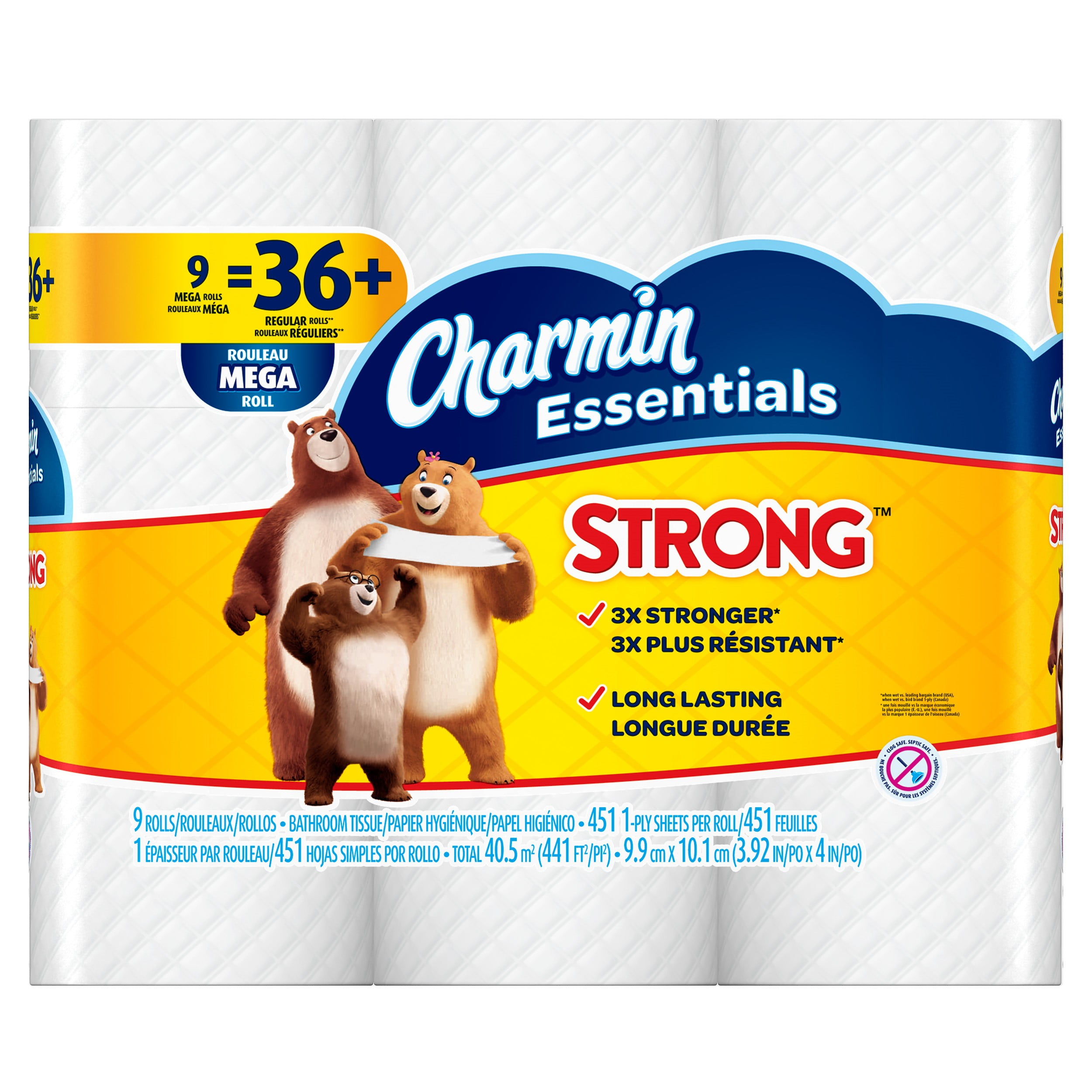 Charmin Essentials Strong Toilet Paper 9 Mega Rolls by Procter & Gamble