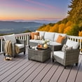 thumbnail image 3 of XIZZI Outdoor Patio Furniture Sets with Solar Coffee Table, All-Weather Wicker Rattan Outdoor Furniture Conversation Set for Porch, Patio, Backyard-Light Gray, 3 of 9