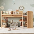 thumbnail image 4 of Harper & Bright Designs Twin Size Loft Bed with Bookcases and Desk, Solid Wood Low Loft Bed Frame with Drawers and Blackboard for Boys and Girls, Natural, 4 of 13