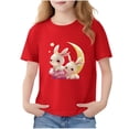 thumbnail image 2 of Blusas y camisas de manga corta con cuello redondo para niños Camiseta de verano de manga corta estampada para niñas Jersey elegante de cuello redondo para niños Top de algodón, 2 of 6
