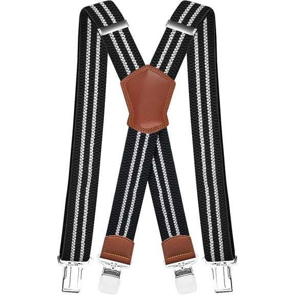 Mens Braces 4 cm Wide 1.5 inch Heavy Duty Suspenders for Trousers with 4 Strong Metal Clips Adjustable and Elastic for Men and Woman X Formu2026