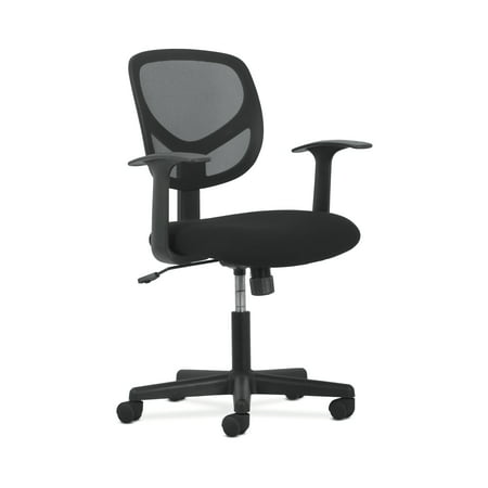 Sadie Swivel Mid Back Mesh Task Chair with Arms - Ergonomic Computer/Office Chair, Black