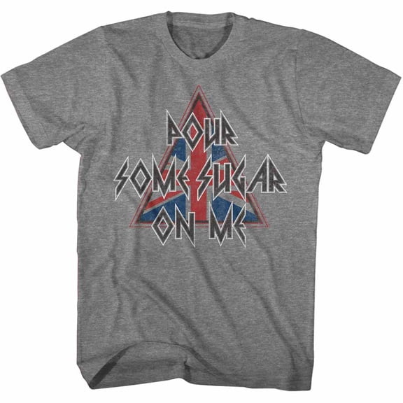 Def Leppard Pour Some Sugar On Me Triangle Heather Adult T-Shirt
