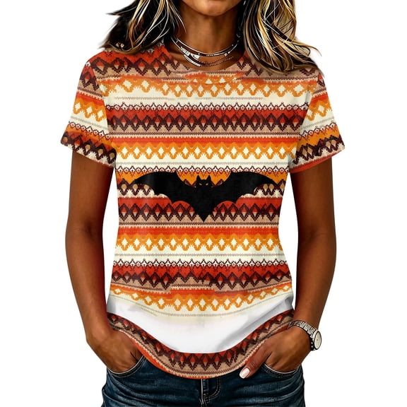 DORKASM Halloween Shirts for Women Round Neck Ghost Graphic Loose Pullover Short Sleeve Spooky Funny Print Fall Winter T Shirt Pumpkin Vacation Lounge Tshirt Yellow XL