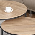 thumbnail image 5 of Villachico 24" Round Nesting Table / End Table / Side Table, Natural Oak Wood top and Metel Frame, 5 of 6