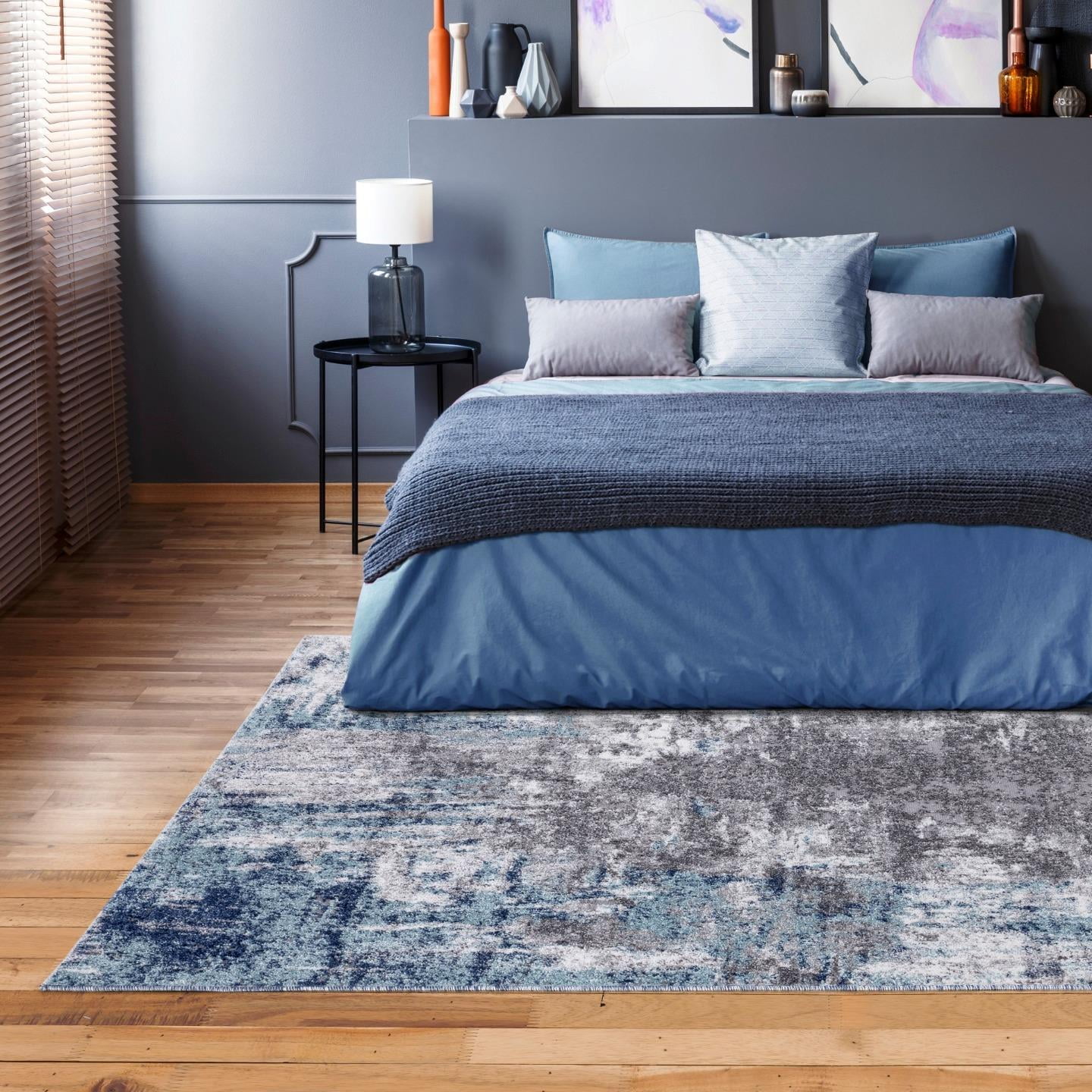 Luxe Weavers Euston Collection Abstract Area Rug 7680 Dark Blue, Light Blue 9x12