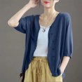 thumbnail image 5 of Lenpel Womens 3/4 Sleeve Cardigans Lightweight V Neck Button down Shirts Casual Loose Fit Cover up Tops Fall Clothes, 5 of 5