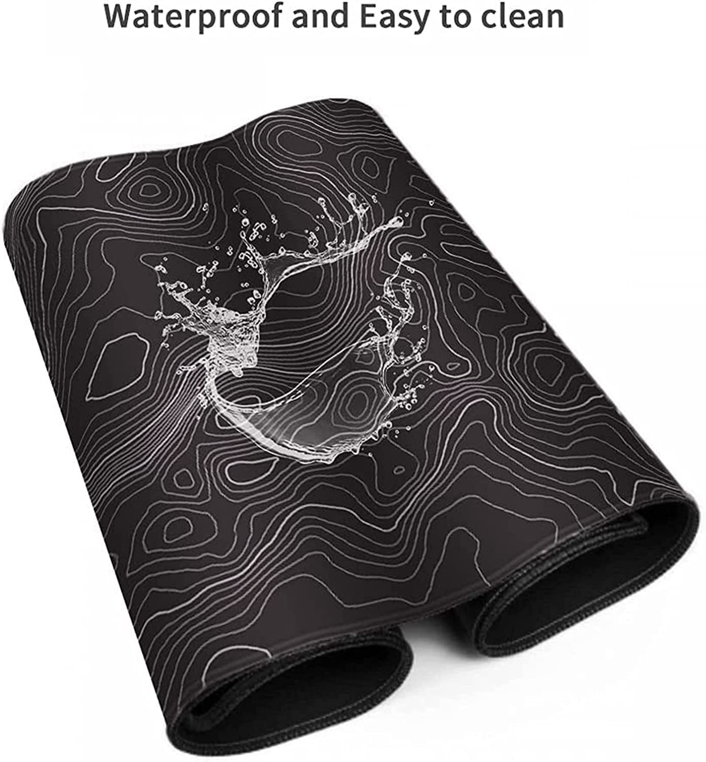 Mouse Pad,Extended Large Gaming Mousepad mat with Non-Slip Rubber Base,Topographic Map Lines Contour Geographic Background,for Gaming Office Laptop Computer Men Women(29.5x16 Inch,Black)