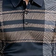 thumbnail image 4 of Men's 2 PC Set Geometric Print Quarter Button Shirt and Dress Pants Business Casual Summer Outfit Sets Navy XL, 4 of 5