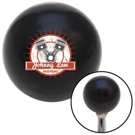 American Shifter Johnny Law Motors Pistons Logo Black Shift Knob with M16 x 1.5 Insert Shifter Auto