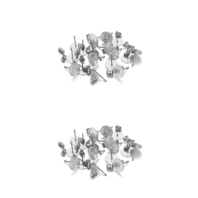 bedienty 100 Sets Ear Stud Tray Making Findings Earrings Stoppers Bottom Craft Hypoallergenic Earring Accessory Adults Using Steel Color/ 10mm 2Set