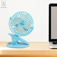 thumbnail image 3 of GustaveDesign 360° Adjustable Mini Clip Cooling Fan Portable Battery USB Rechargeable 2 in 1 Desk Fan for Car baby Stroller Office Camping "Blue", 3 of 11