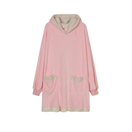 

Lazy Pullover Pajamas Women s Thermal Clothes Lambswool TV Blanket Hug Hoodie TV Cold Protective Clothing