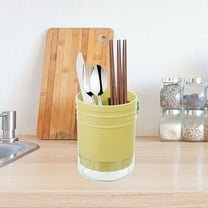 Cutlery Organizer Bucket | Plastic Drain Cage Knife Fork Draining Holder | Purple Round Hole Tableware Storage Tube | Kitchen Utensil Basket | 15.6x11.4x11.4cm | 1 Pc | Multiuse for Home Bar