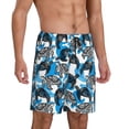thumbnail image 2 of Logiee Sea Animal Print Men's Pajama Shorts with Drawstring & Pockets,Sleep Shorts for Men,Sleepwear Bottoms,Elastic Waistband Loungewear-Medium, 2 of 6