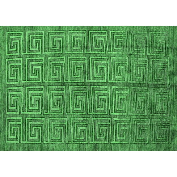 Ahgly Company Indoor Rectangle Abstract Emerald Green Modern Area Rugs, 3' x 5'
