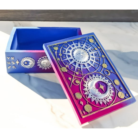 Sacred Symbols Celestial Astrology Sun And Moon Tarot Cards Decorative Box