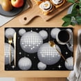 thumbnail image 2 of Black Grey Ball Placemats Set of 6 Modern Abstract Art Place Mats Indoor Wipeable Table Mats Washable Cloth Dining Table Placemats for Kitchen Holiday Party Home Decor 13x19 Inch, 2 of 9