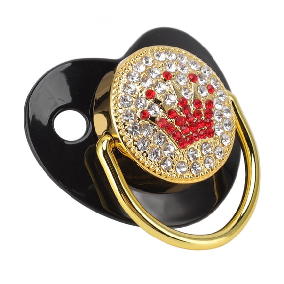 M Buder Chupón Ortodóntico para Bebés con Diseño de Diamantes Brillantes, Chupete de Silicona Suave Libre de BPA, Seguro y Cómodo, Ideal para Recién Nacidos de 6 a 18 Meses, Color Negro (7 cm)
