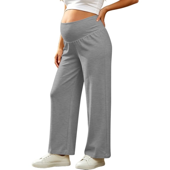 ShomPort Maternity Wide Leg Pants Comfy Soft Plus Size Breathable Support High Waist Dailywear Casual Going out Pants