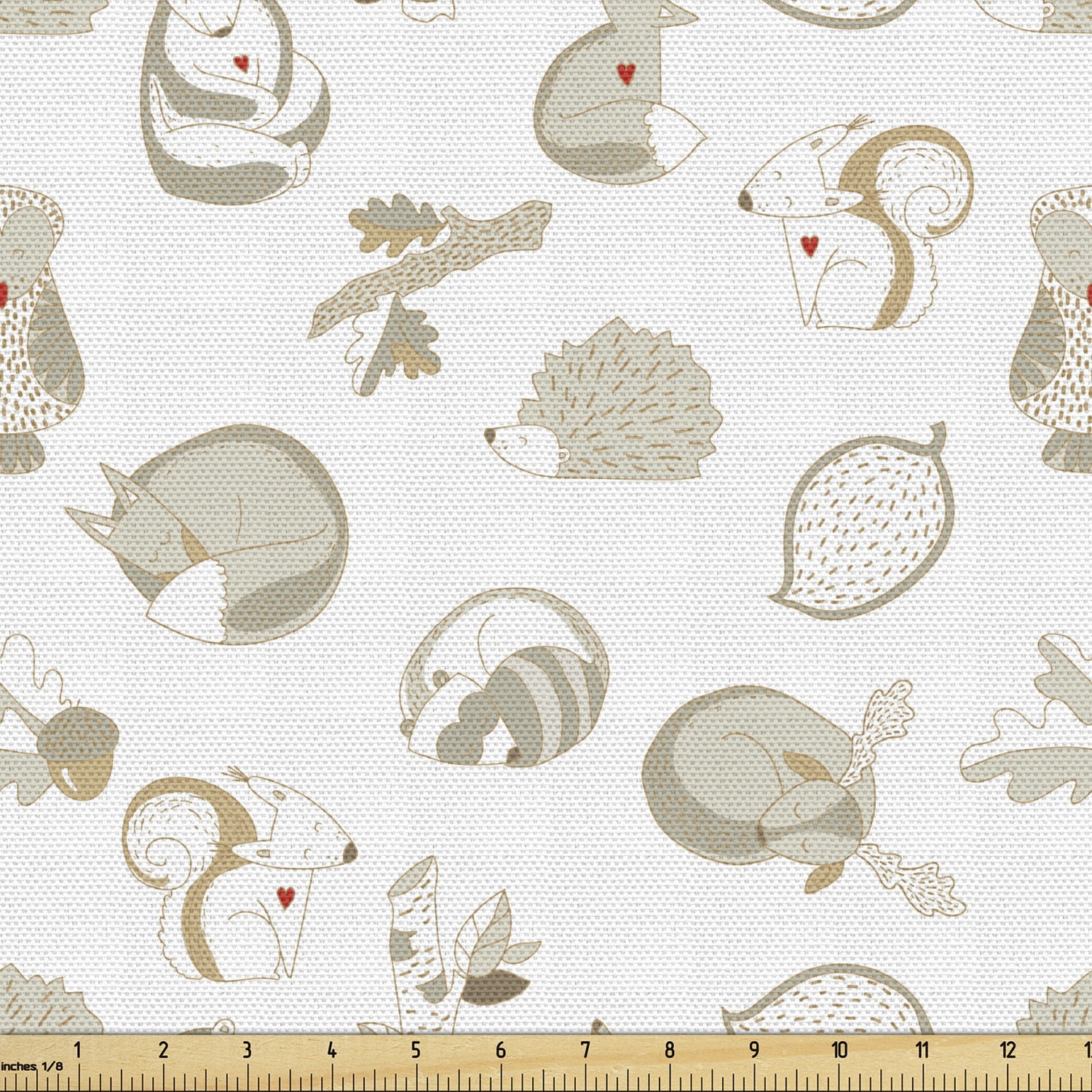 Woodland Fabric by the Yard Upholstery Various Forest Animals and