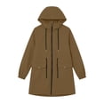 thumbnail image 5 of Feancey Hooded Rain Jackets for Women Drawstring Waist Waterproof Windbreaker Jacket Outdoor Lightweight Full Zip Raincoats Hiking Travel Jackets with Pockets Coffee L, 5 of 8