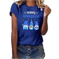 thumbnail image 2 of Penkiiy Happy Hanukkah Shirt Women Chrismukkah Shirt Cat Candle Shirt Love and Light T-Shirt Festival Short Sleeve Tops Dark Blue, 2 of 8