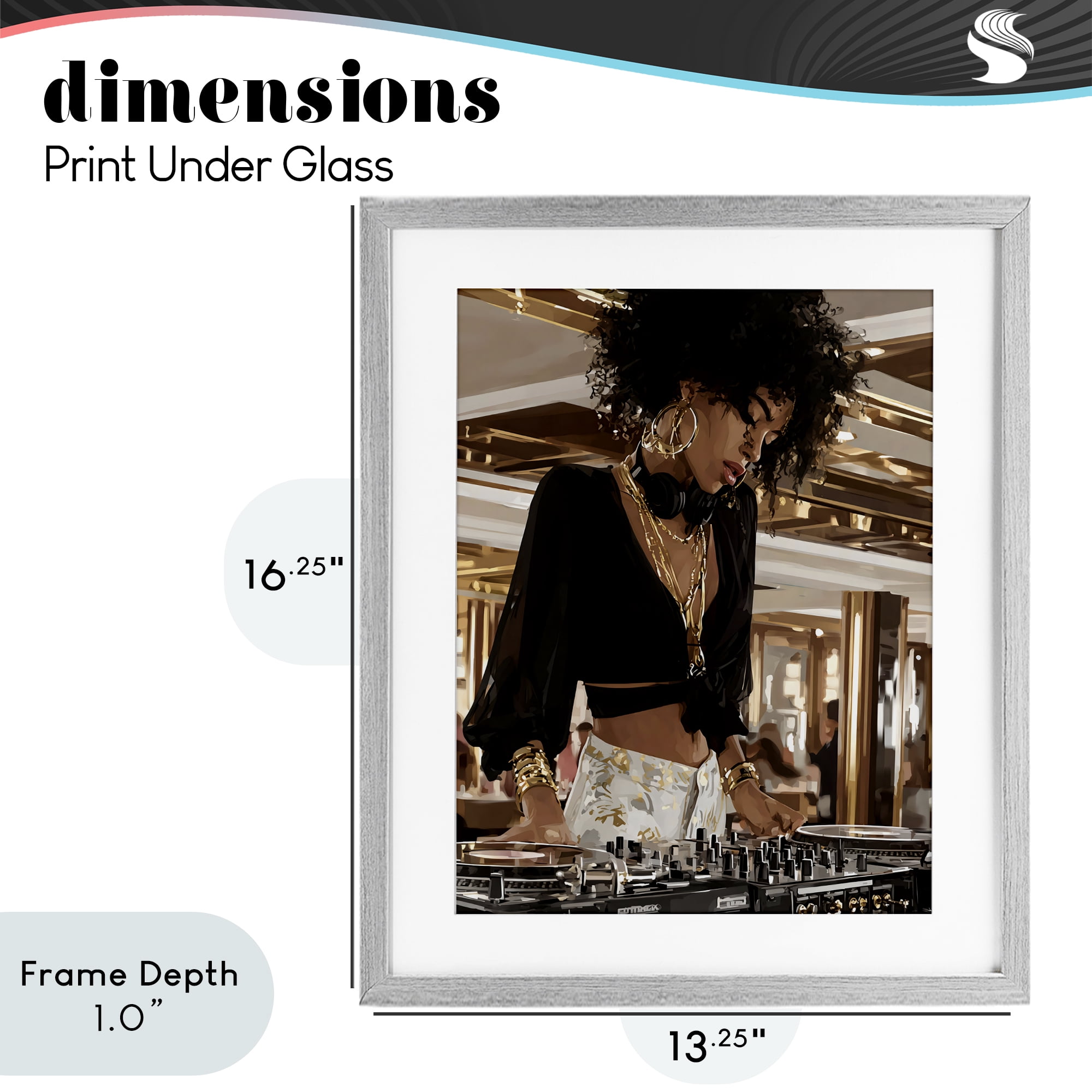 Stupell Industries Woman Of Music Live DJ Gray Framed Print Under Glass, design by Franklyn Gregory
