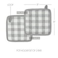 thumbnail image 3 of VHC Brands Cotton Pot Holder Set of 2, Heat Resistant, Kitchen Potholders, Annie Buffalo Check Collection, Square 8x8, Ash Grey, 3 of 3