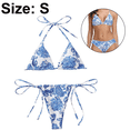 thumbnail image 2 of Traje de baño de dos piezas con estampado de triángulos y lazos laterales para mujer, 2 of 5