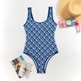 thumbnail image 6 of TTUHYWXI Women's One Piece Swimsuit Chain Print Scoop Neck Monokini Swimwear Bathing Suit (Blue, XXL), 6 of 8