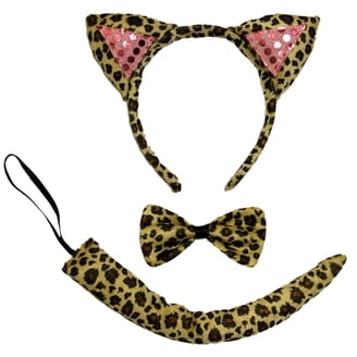 Spirit Halloween set Leopard Print Cat Ear Headband and Tail Set - Brown, Black Cheetah Cat and Ears Tail Set - Walmart.com main image 2